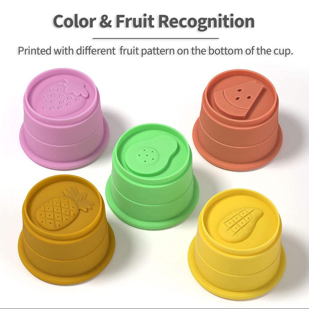 5pc Soft Silicone Stacking Cups Toy for 10+months
